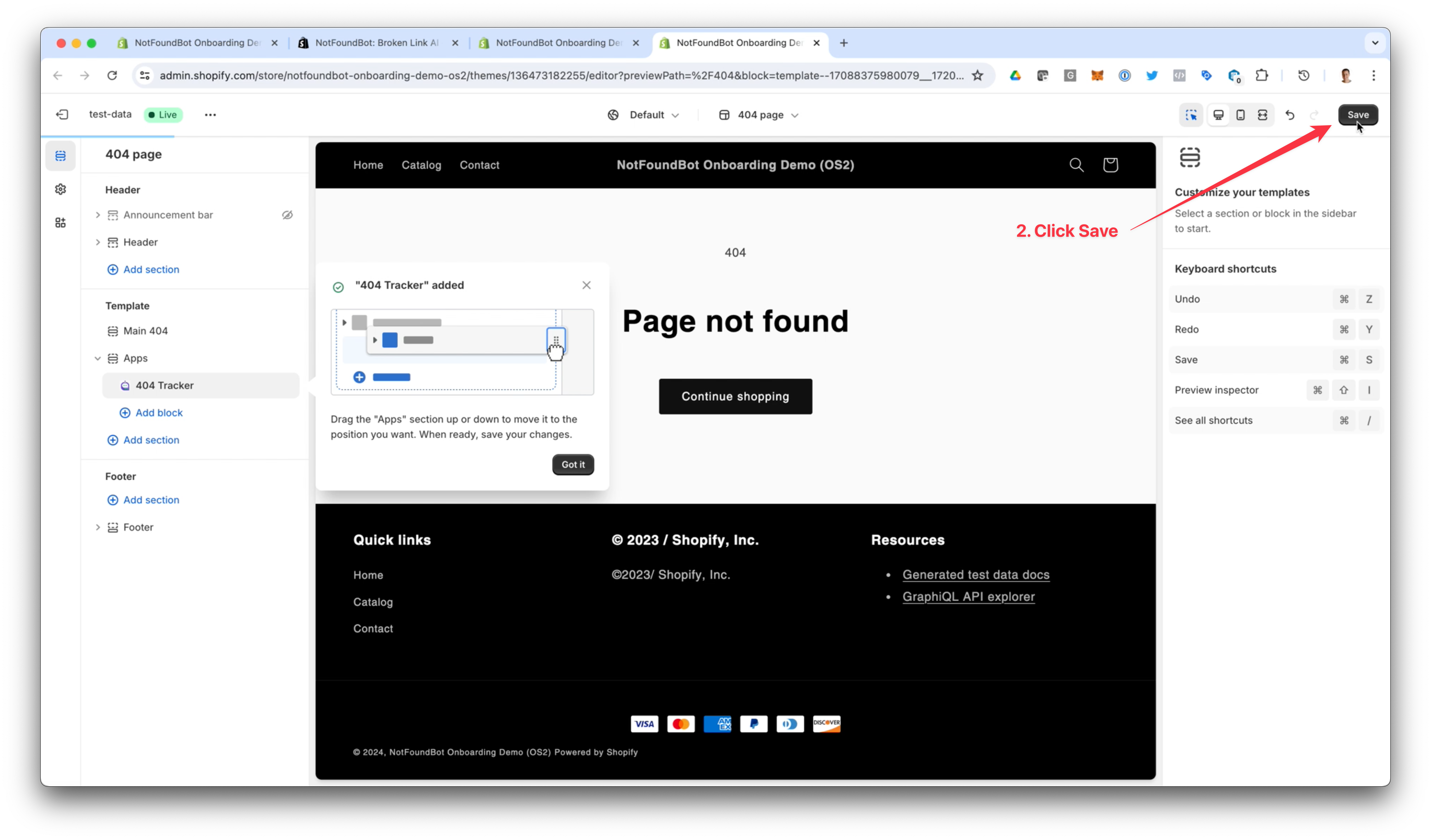 NotFoundBot Installation OS2.0 Step 2. Click Save